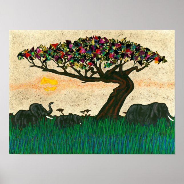 Póster Elephants on the Planes of Africa (Frente)