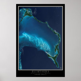 Póster Eleuthera Bahamas del mapa de satélites espaciales