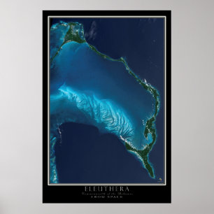 Póster Eleuthera Bahamas del mapa de satélites espaciales