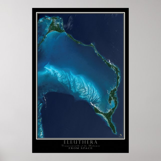 Póster Eleuthera Bahamas del mapa de satélites espaciales (Frente)