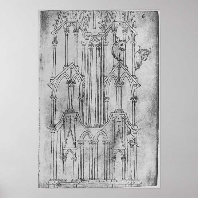 Póster Elevación de la torre de la Catedral de Laon (Frente)