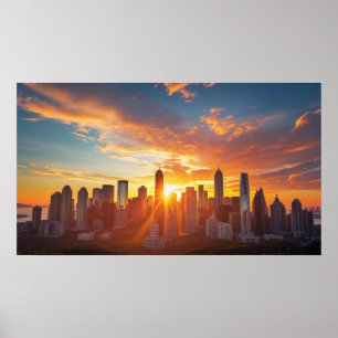 Póster Elevación del horizonte urbano Sunrise