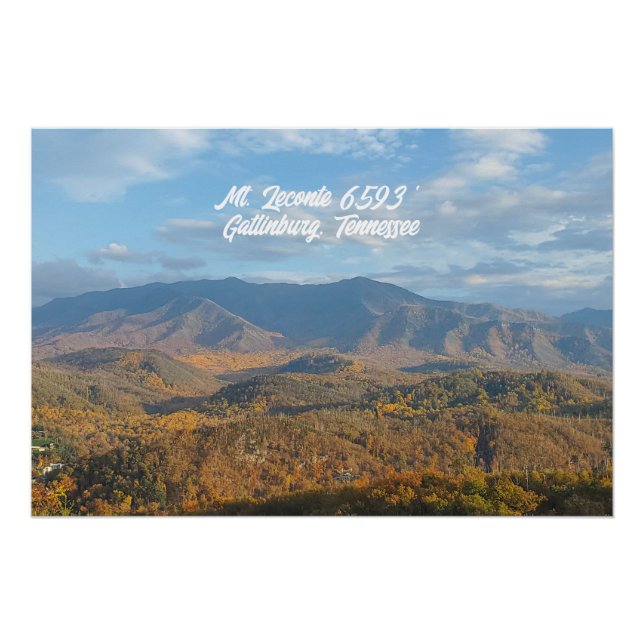 Póster Elevación del Monte Leconte Gatlinburg Tennessee (Anverso)
