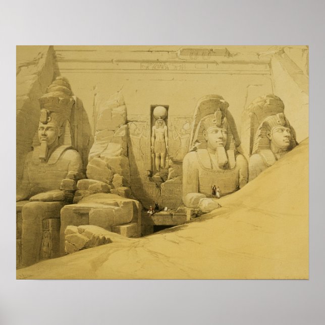 Póster Elevación frontal del Gran Templo de Aboo Simbel (Frente)