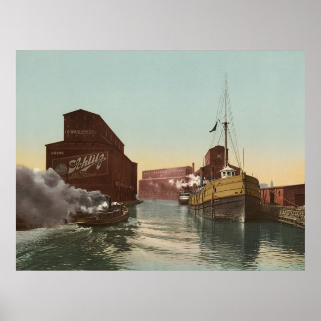 Póster Elevador del Canal de Chicago, 1900 (Frente)