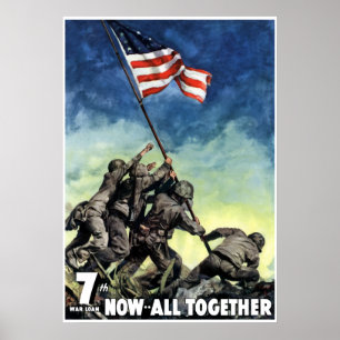 Póster Elevar La Bandera En Iwo Jima — Frontera