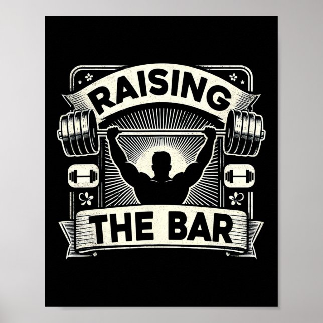 Póster Elevar La Construcción Del Cuerpo Del Bar Barbell (Frente)
