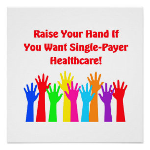 Póster Elevar La Mano Para La Atención Médica De Un Solo 