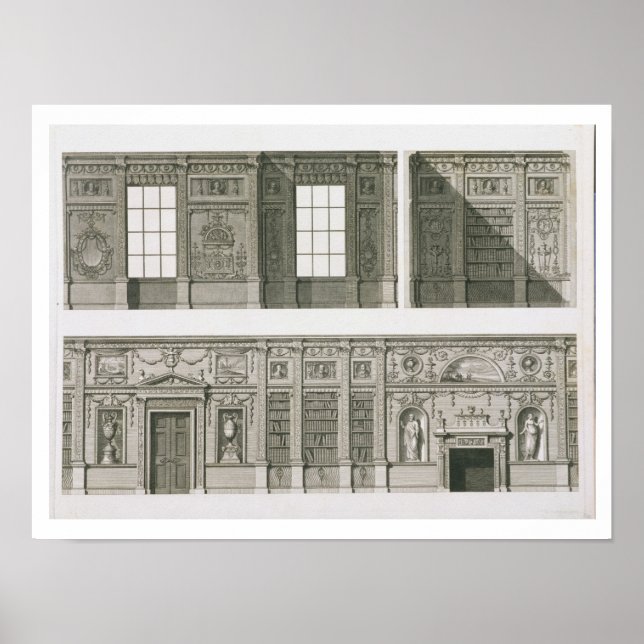 Póster Elevation of the Library at Syon House, c.1760-69 (Frente)