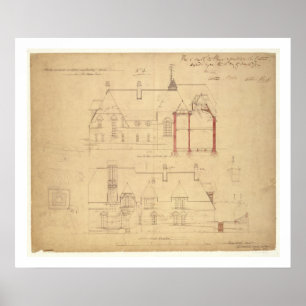 Póster Elevations for The Red House, Bexley Heath (pen an