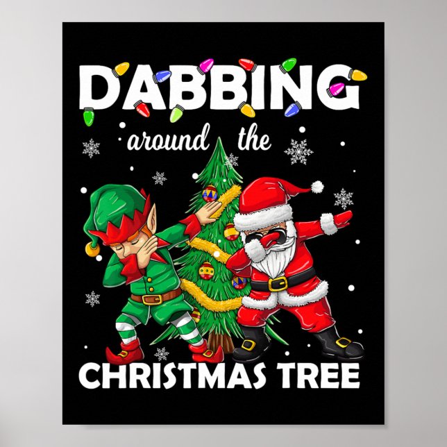 Póster Elf&amp; Dabbing Santa Kids Boys Claus Dab Xm (Frente)