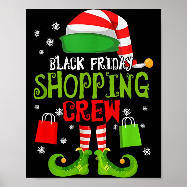 Póster Elf Christmas Black Shopng Funny Friday Shopng Cre (Frente)