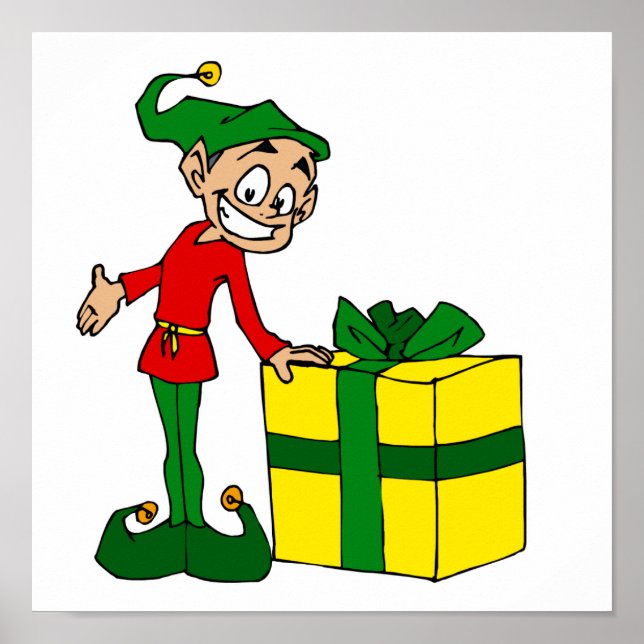Póster elf con paquete (Frente)
