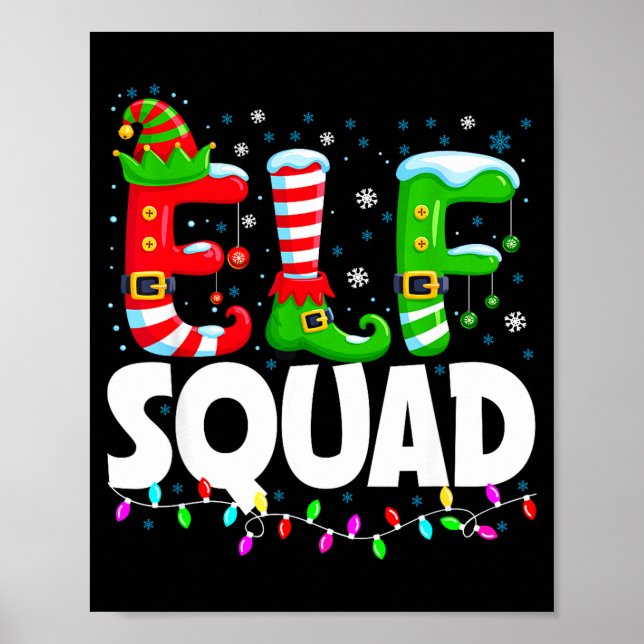 Póster Elf Squad Christmas Family Matching Xmas Pajamas  (Frente)