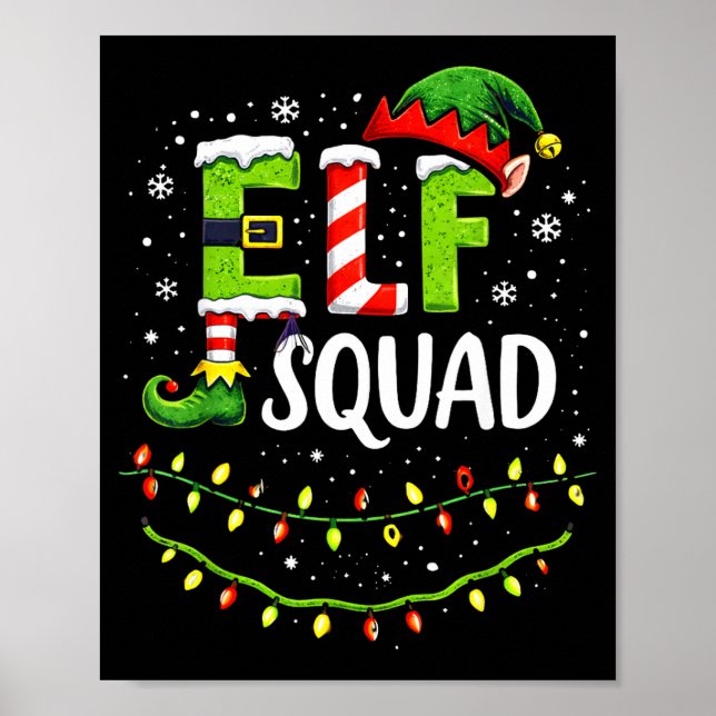 Póster Elf Squad Christmas Lights Matching Holiday Crew  (Frente)