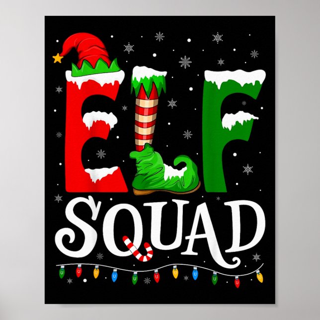 Póster Elf Squad Funny Christmas Family Pajamas  (Frente)