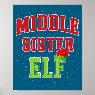 Póster Elfa hermana mediana Navidad Grupo familiar a jueg