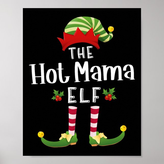 Póster Elfo de Navidad de Mamá Caliente Pijama Combinado  (Frente)