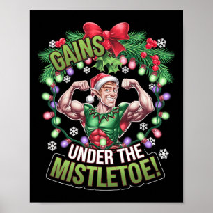 Póster Elfo de Navidad Divertido Ganancias de Entrenamien