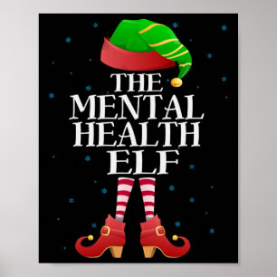 Póster Elfo de Salud Mental Pijama Divertido Grupo de Nav