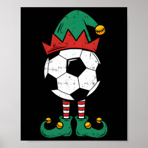 Póster Elfo del Fútbol Navidad Divertido Elfo de Navidad