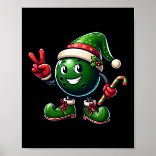 Póster Elfo Divertido De Mano De Paz De Bolos Navidad Muj