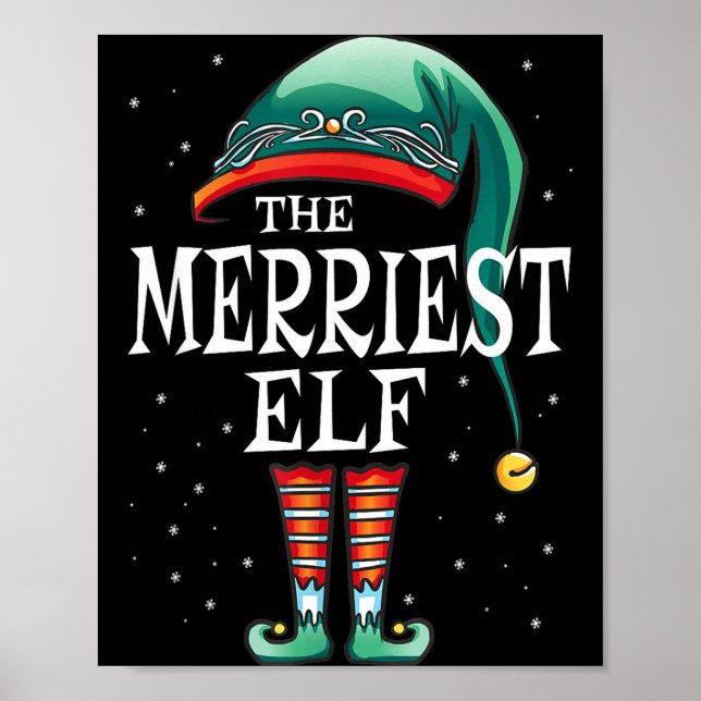 Póster Elfo más alegre Grupo de Navidad Familiar Combinac (Frente)