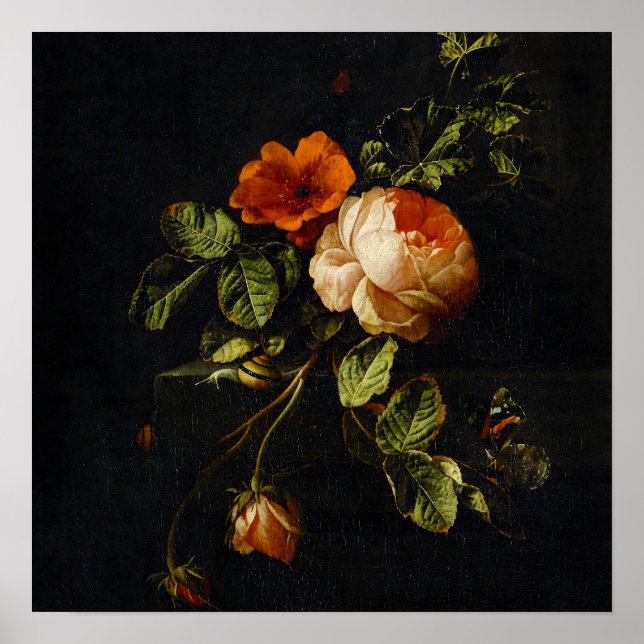 Póster Elias van den Broeck, Vida fija con Rosas (Frente)
