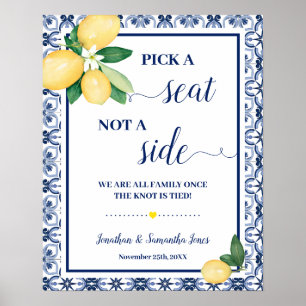 Póster Elige Asiento no Lado Ceremonia de Boda Mediterrán