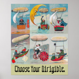 Póster elige tu nave aérea dirigible