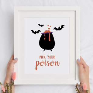 Póster Elige tu veneno. Bebidas de fiesta de Halloween