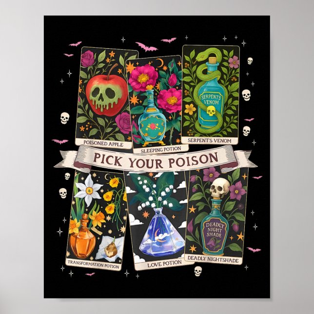 Póster Elige tus venenos divertidas pociones para beber F (Frente)
