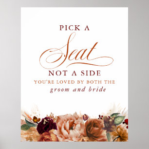 Póster Elige un Asiento Bienvenida de Boda Terracota