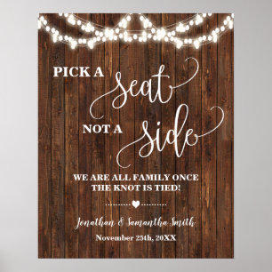 Póster Elige un Asiento no un Lado Ceremonia de Boda Occi