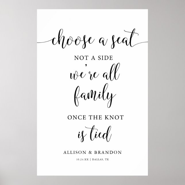 Póster Elige un Asiento no un Lado Letrero de Asientos de (Frente)