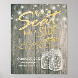 Póster Elige un Asiento No un Lado Letrero de Boda de Mad