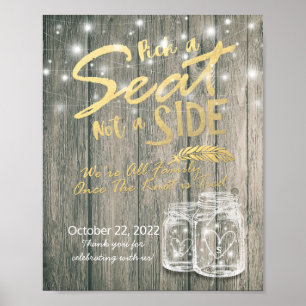 Póster Elige un Asiento No un Lado Letrero de Boda de Mad