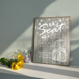 Póster Elige un Asiento No un Lado Letrero de Boda de Mad