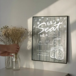 Póster Elige un Asiento No un Lado Letrero de Boda de Mad