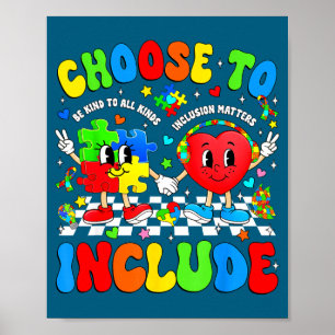 Póster Elija incluir la conciencia sobre el autismo inclu
