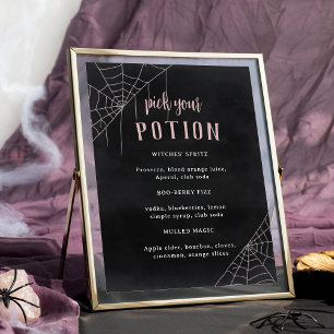Póster Elija su opción Halloween Menú de bebidas Baby Sho