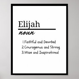 Póster Elijah, definición de nombre personalizado del niñ
