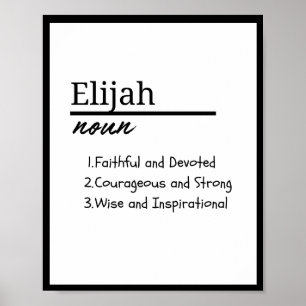 Póster Elijah, definición de nombre personalizado del niñ