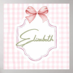 Póster Elizabeth Baby Nursery Gingham Personalizada