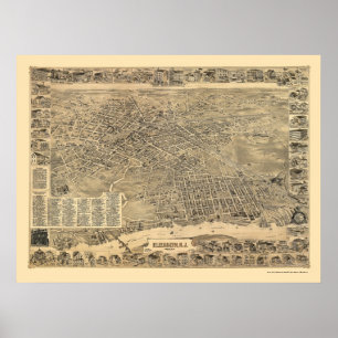 Póster Elizabeth, mapa panorámico de NJ - 1898