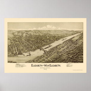 Póster Elizabeth, mapa panorámico del PA - 1897