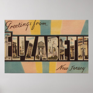Póster Elizabeth, Nueva Jersey - Escenas de letras grande