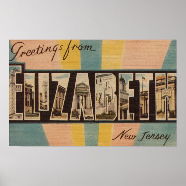 Póster Elizabeth, Nueva Jersey - Escenas de letras grande (Frente)