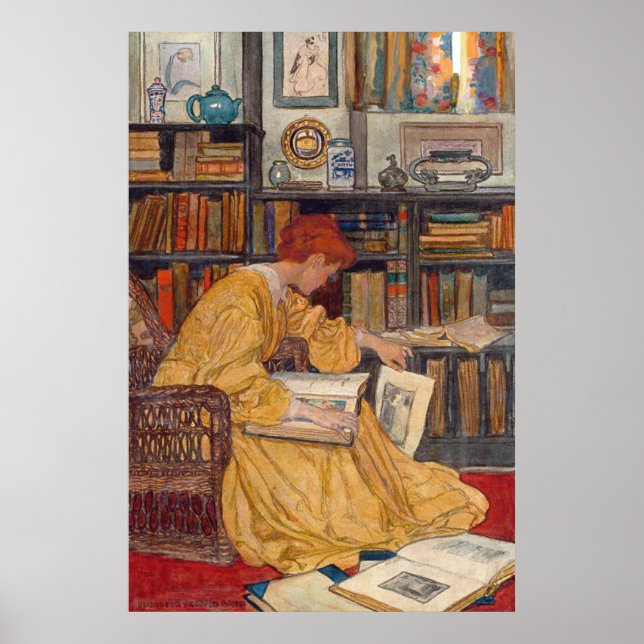Póster Elizabeth Shippen Green - La biblioteca (Frente)