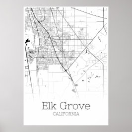 Póster Elk Grove Map - California - City Map Poster
